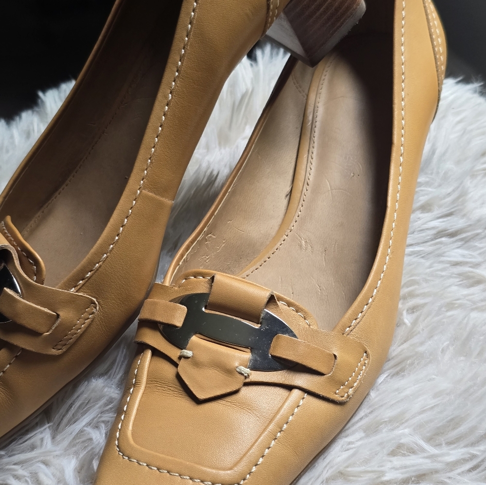 Etienne Aigner Vintage Dress Shoes Mustard Yellow Tan Leather Shoes-Size 8.5 - Picture 7 of 16